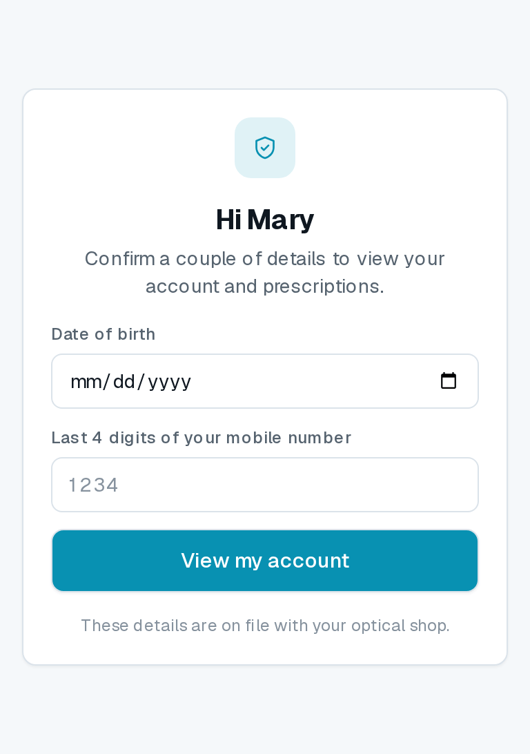 The public login a customer sees — just their date of birth and last 4 phone digits, no app or password